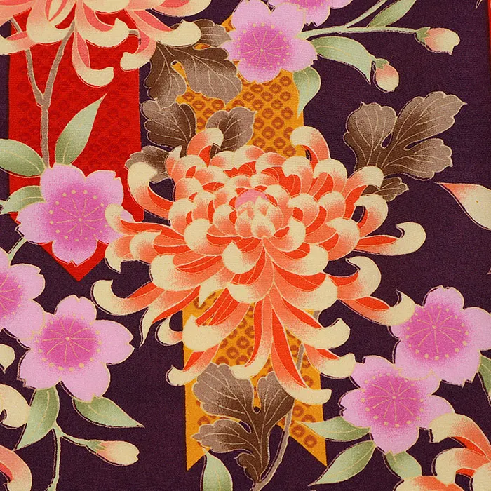 七五三・3才女児被布 紫系 菊・四季花  3110