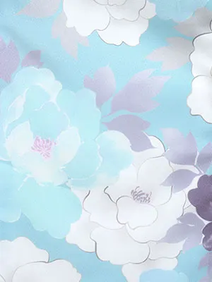 七五三・3才女児被布 ピンク系×水色系 大輪の牡丹 3159