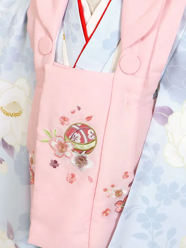 七五三・3才女児被布 ピンク系×水色系 芍薬 3160