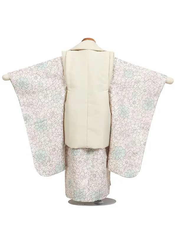 七五三・3才女児被布 ベージュ系×ベージュ系 唐草 3162