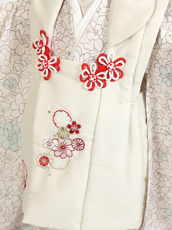 七五三・3才女児被布 ベージュ系×ベージュ系 唐草 3162