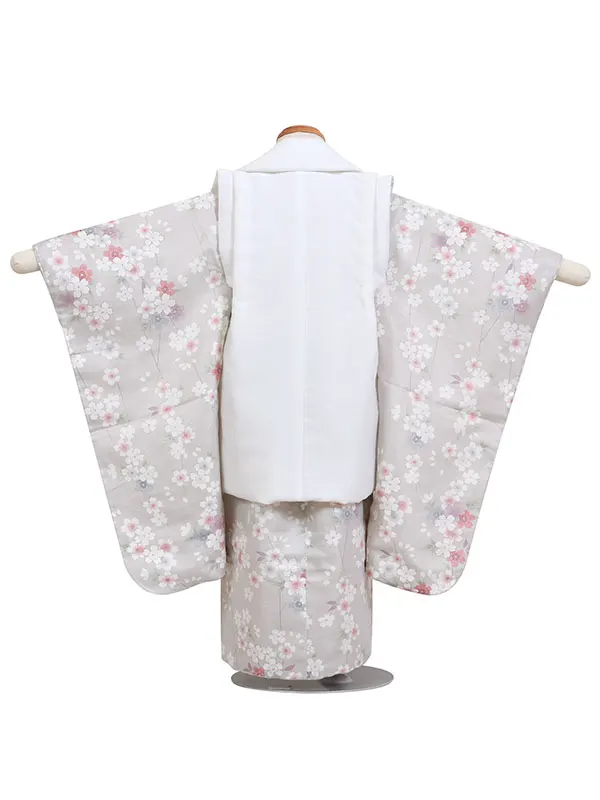 七五三・3才女児被布 シルバー系/白系 枝垂桜 3171