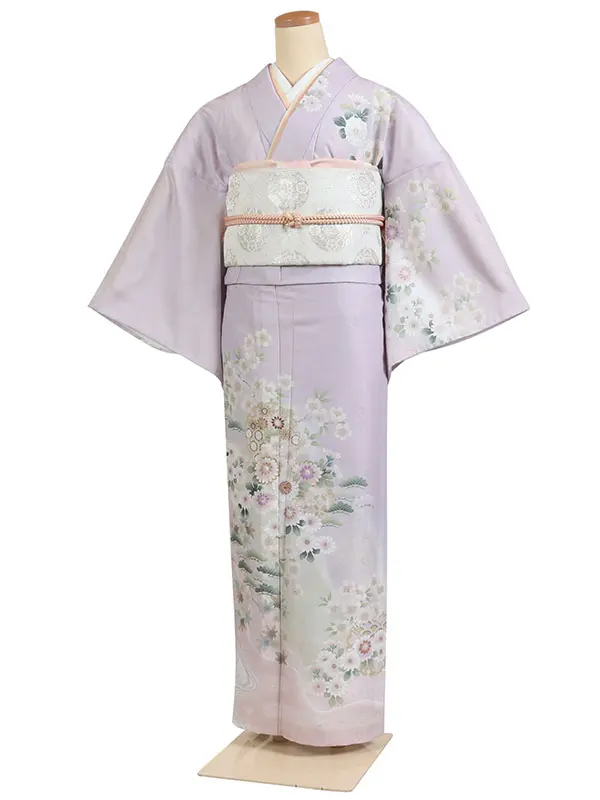 6月/9月 訪問着 単衣 紫系 菊花雪輪  0212
