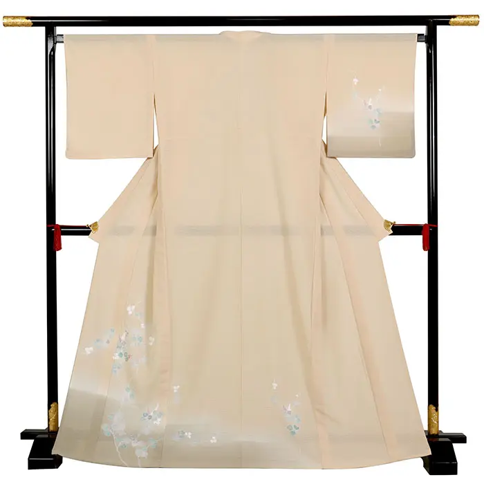 夏物絽訪問着 ベージュ地 四季草花 148