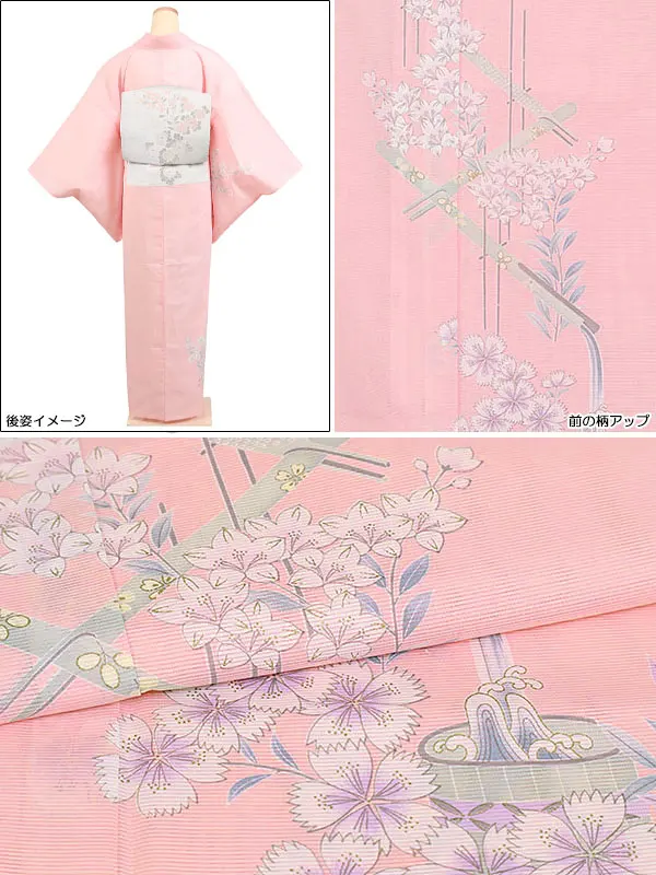 夏物絽訪問着 ピンク地 桔梗 152