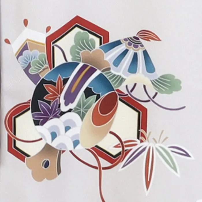 男児単衣産着 薄グレー系 /宝尽くし 0498