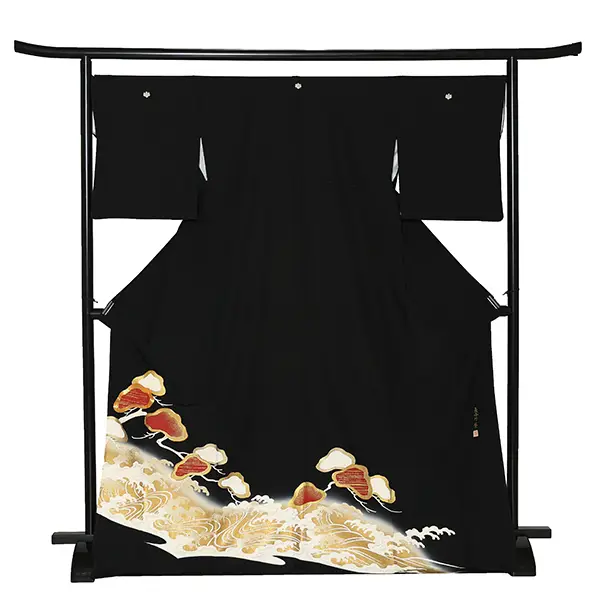 留袖 6521 手加工 波がしらに老松 高級品