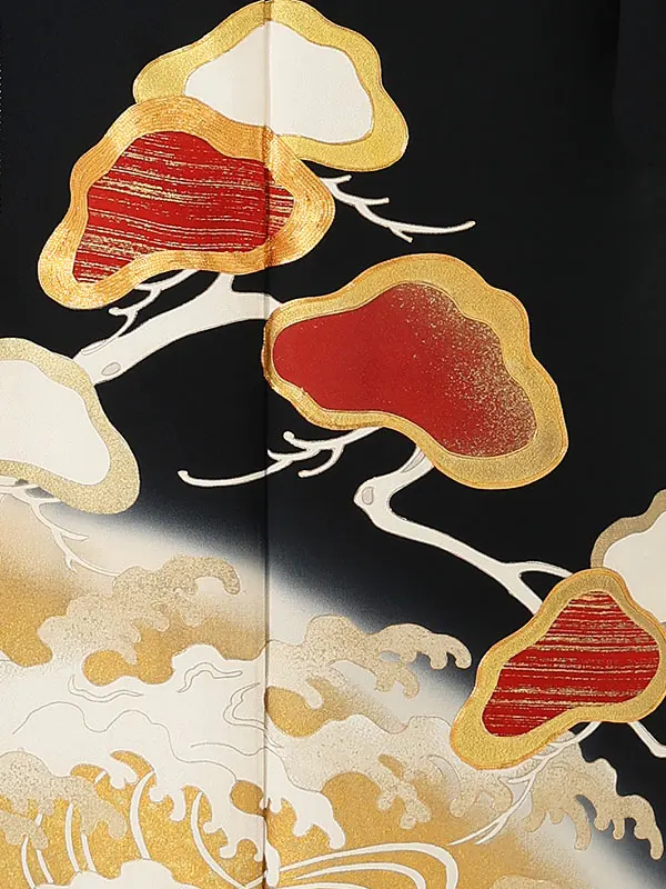 留袖 6521 手加工 波がしらに老松 高級品