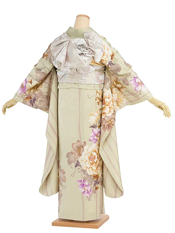 振袖レンタル 0002 薄緑  牡丹に葡萄