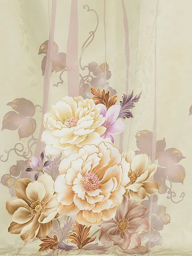 振袖レンタル 0002 薄緑  牡丹に葡萄