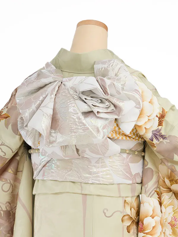 振袖レンタル 0002 薄緑  牡丹に葡萄