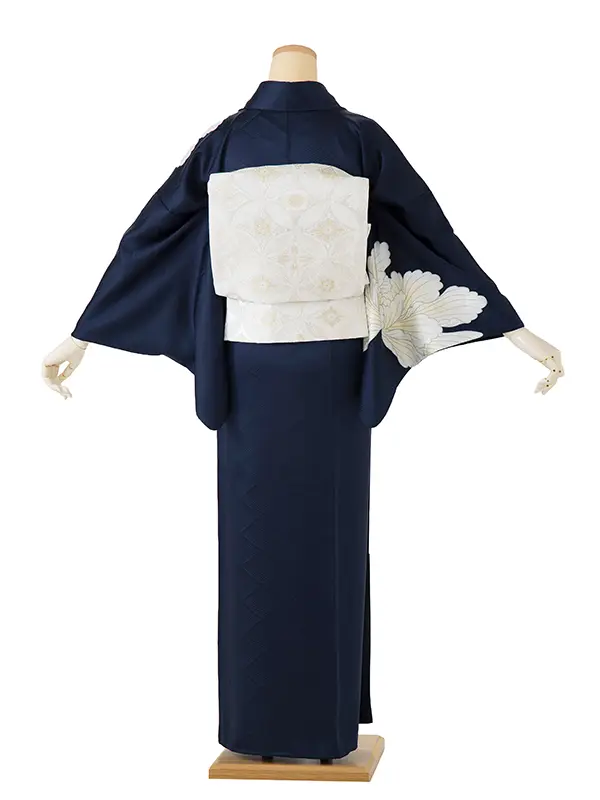 【正絹】訪問着  紺 大輪の芍薬