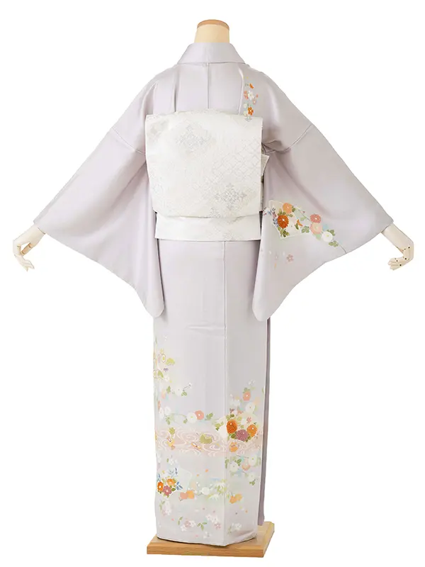 【正絹】訪問着 淡藤色 地紙 牡丹に小花