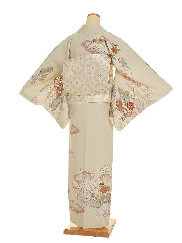 【Sサイズ】訪問着 ジャパンスタイル クリーム 牡丹に菊