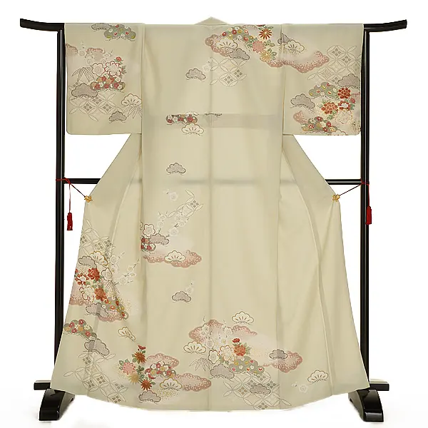 【Sサイズ】訪問着 ジャパンスタイル クリーム 牡丹に菊