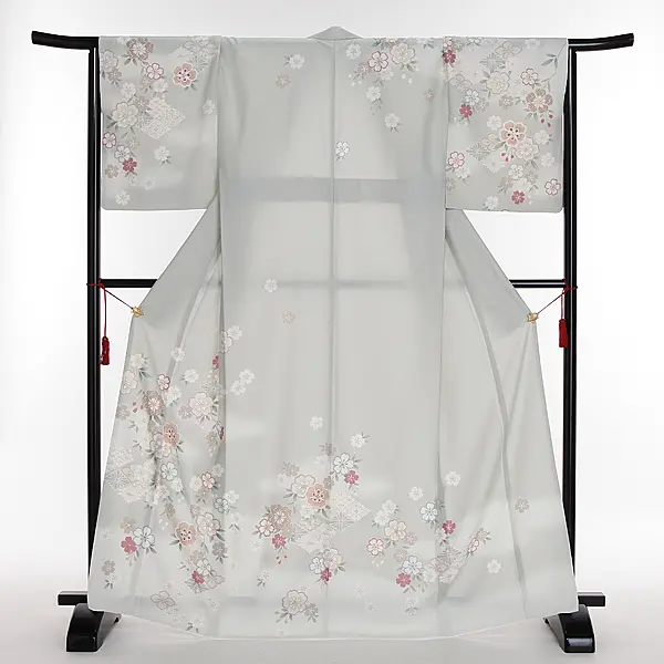 【Sサイズ】訪問着 ジャパンスタイルくすみグリーン 桜