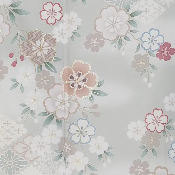 【Sサイズ】訪問着 ジャパンスタイルくすみグリーン 桜