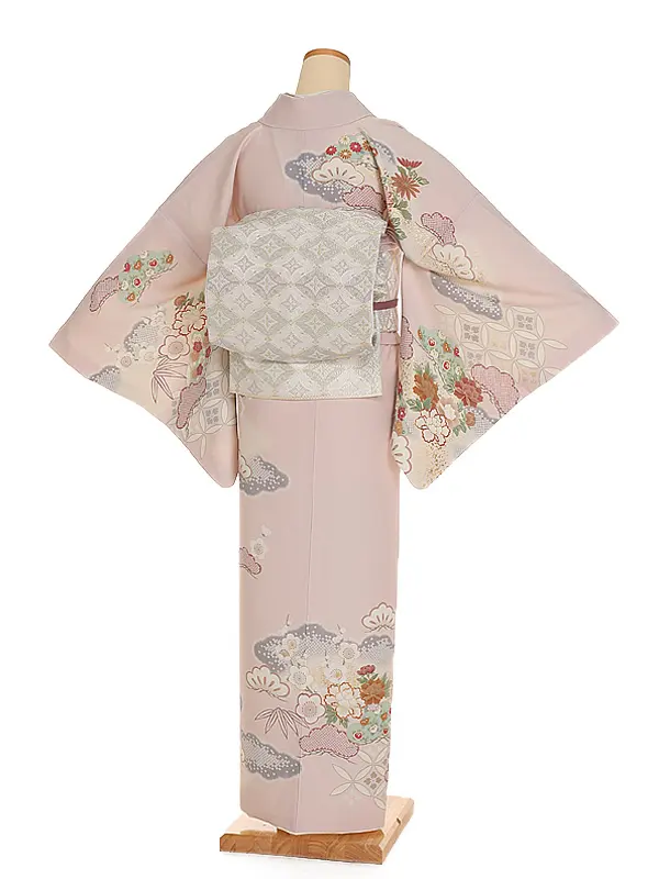 【Sサイズ】訪問着 ジャパンスタイル ピンク 牡丹に菊