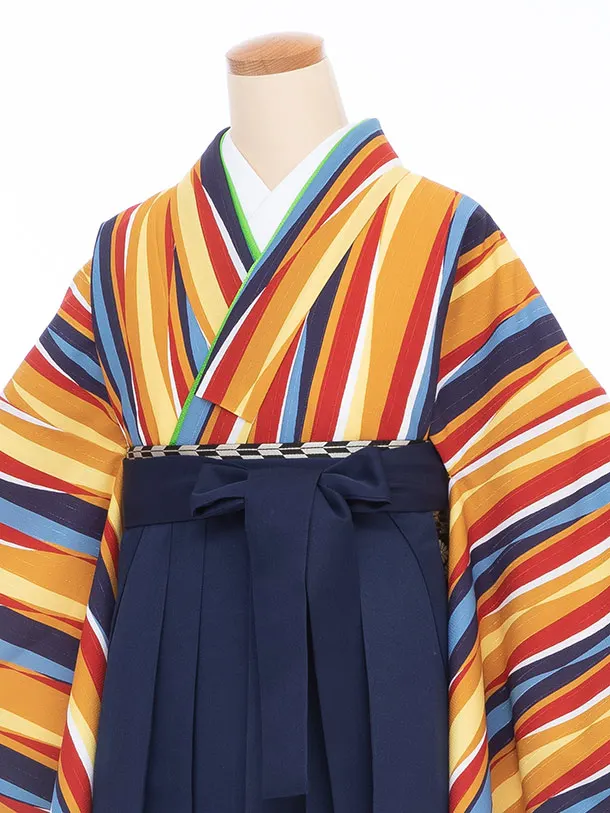 【大きい袴 トール 175ｃｍ前後】赤・黄・紺 よろけ縞/紺桜刺繍 高身長　　