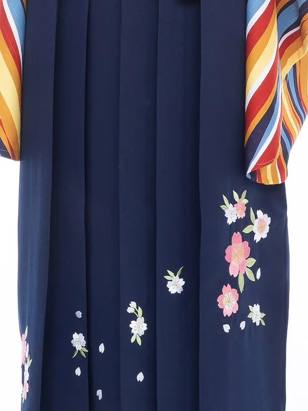 【大きい袴 トール 175ｃｍ前後】赤・黄・紺 よろけ縞/紺桜刺繍 高身長　　