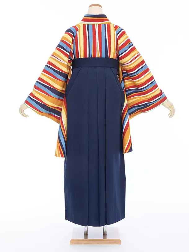 【大きい袴 トール 175ｃｍ前後】赤・黄・紺 よろけ縞/紺桜刺繍 高身長　　