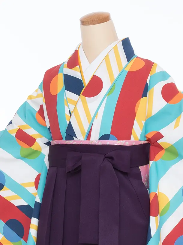 【大きい袴 トール 175ｃｍ前後】水色ドット/紫 桜刺繍 高身長　　