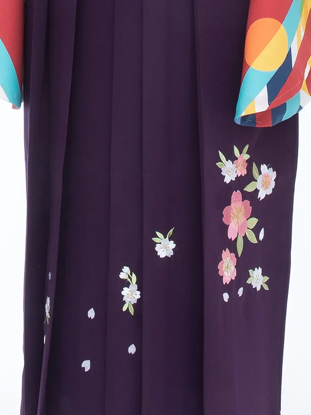 【大きい袴 トール 175ｃｍ前後】水色ドット/紫 桜刺繍 高身長　　