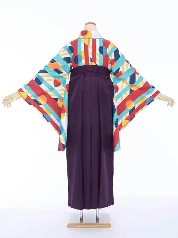 【大きい袴 トール 175ｃｍ前後】水色ドット/紫 桜刺繍 高身長　　