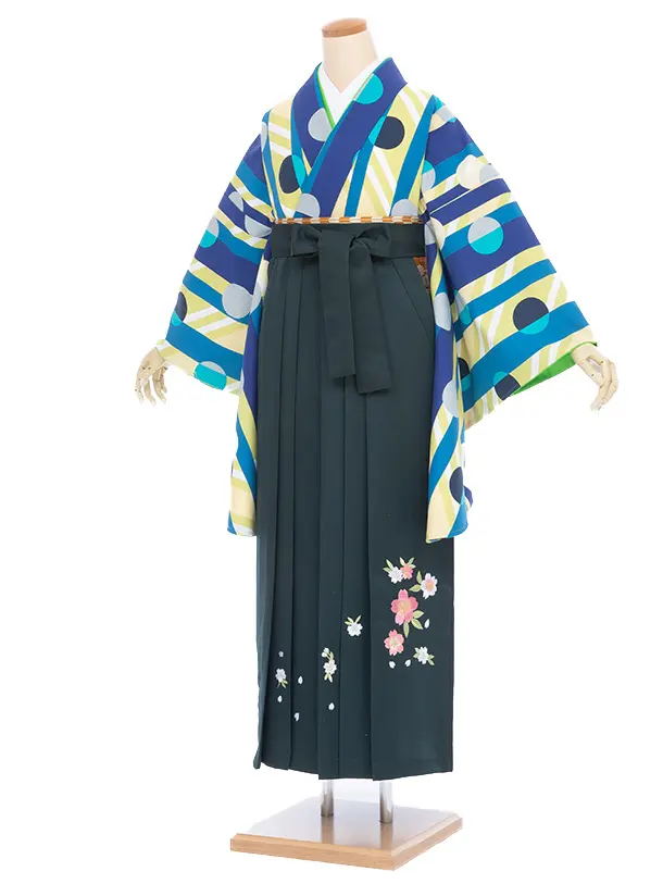 ひわドット/グリーン　桜刺繍　