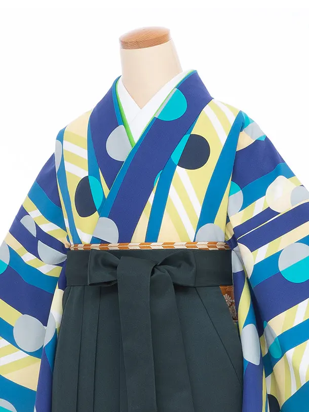 ひわドット/グリーン　桜刺繍　