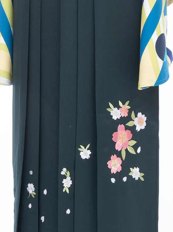 ひわドット/グリーン　桜刺繍　