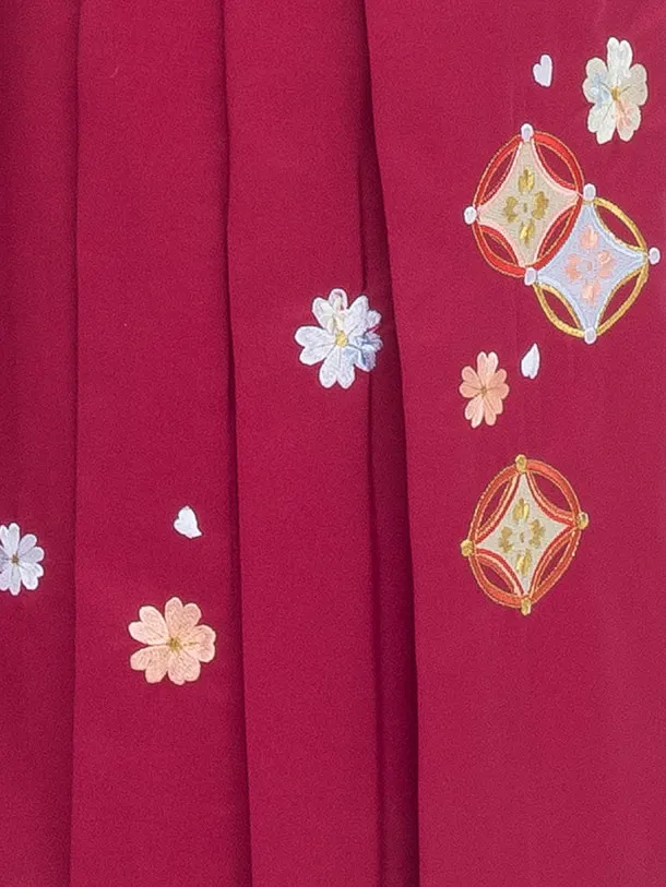 夢千代　緑縞　四季の花と車輪/ローズ　七宝刺繍