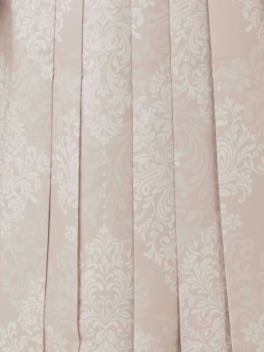 オフホワイト ピンク配色 水彩花/ピンクベージュ ダマスクプリント