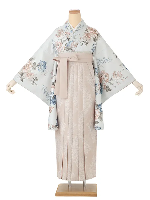 白  牡丹/ピンクベージュ ダマスクプリント