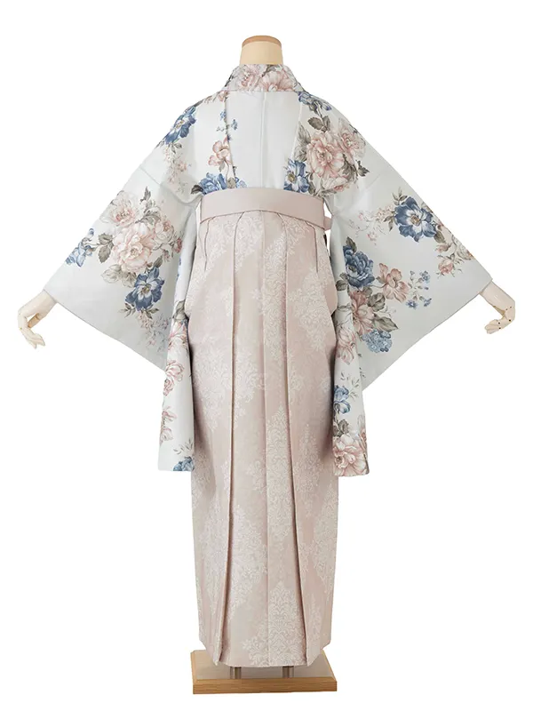 白  牡丹/ピンクベージュ ダマスクプリント