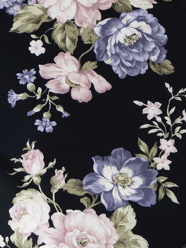 黒  牡丹/黒 ダマスクプリント