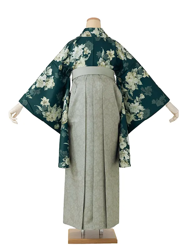 グリーン 百合・パンジー/グレージュ ボタニカルプリント