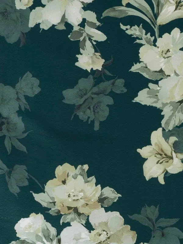 グリーン 百合・パンジー/グレージュ ボタニカルプリント