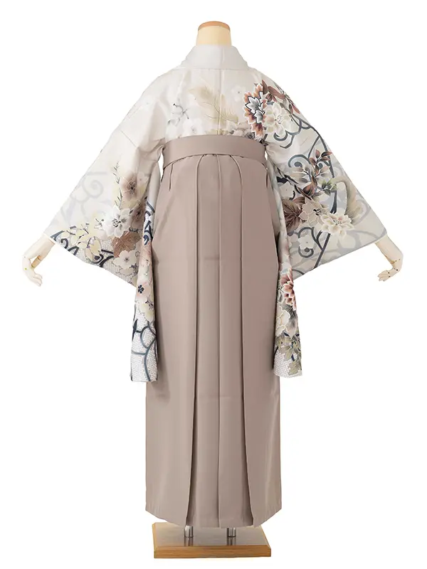 ベージュ 絵羽 牡丹 アラベスク/モカ 小花刺繍