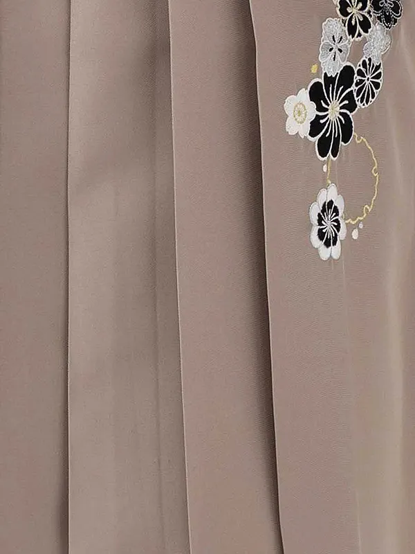 ベージュ 絵羽 牡丹 アラベスク/モカ 小花刺繍