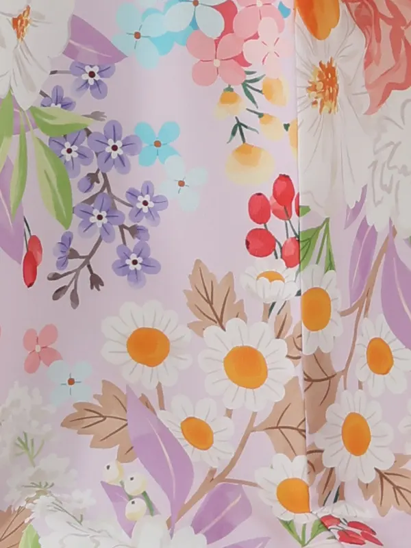 女児産着 2091 花わらべ ラベンダー カラフルフラワー