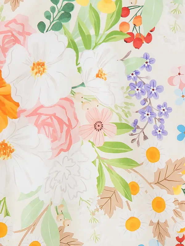 女児産着 2094 花わらべ アイボリー カラフルフラワー