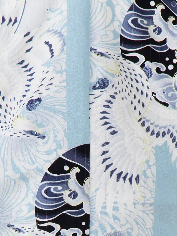 かんたん七五三男児3歳　234A　ジャパンスタイル 水色 鳳凰/銀 七宝つなぎ