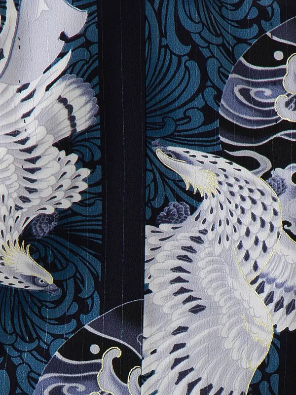 かんたん七五三男児3歳　235A　ジャパンスタイル 紺 鳳凰/黒 七宝つなぎ