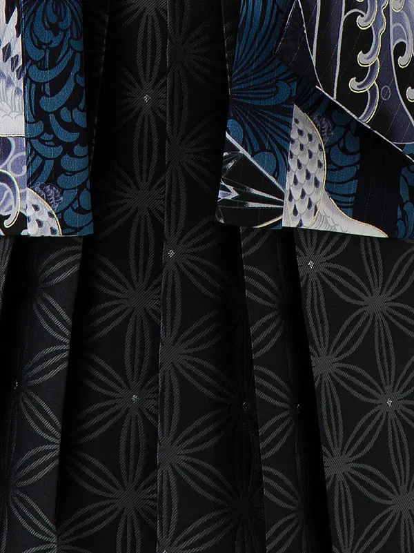 かんたん七五三男児3歳　235A　ジャパンスタイル 紺 鳳凰/黒 七宝つなぎ