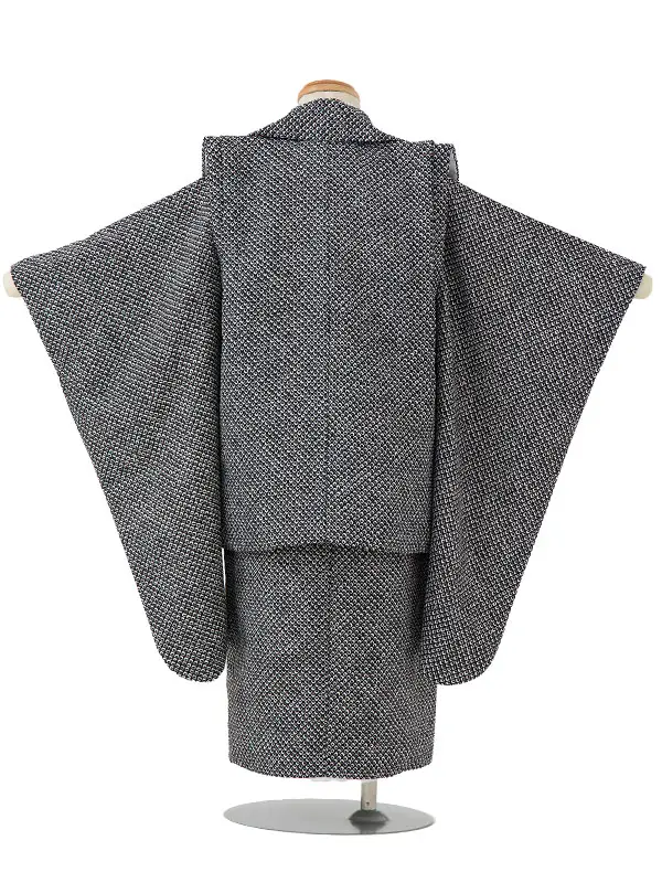 七五三男児3歳 459B 白黒 絞り調 鹿の子宝尽くし刺繍