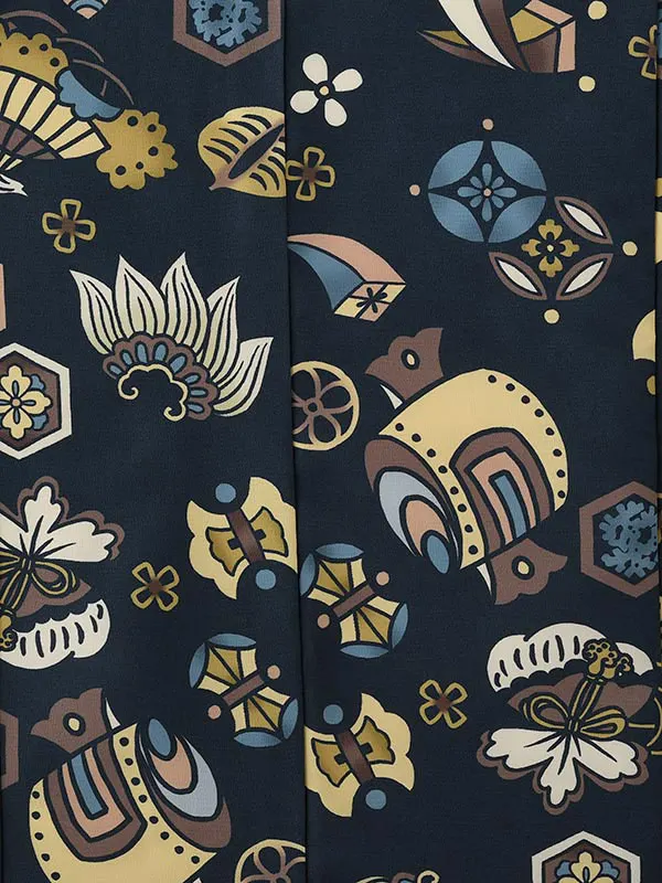 かんたん七五三男児4歳5歳5588 花わらべ 紺 宝尽くし/茶 ダイヤ