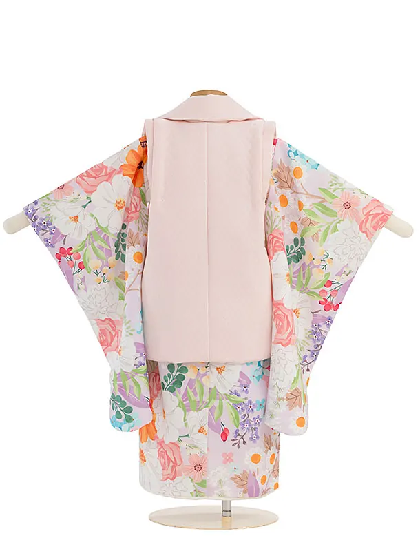 七五三女児 2歳3歳 2029 花わらべ ピンク/くすみ紫 カラフルフラワー