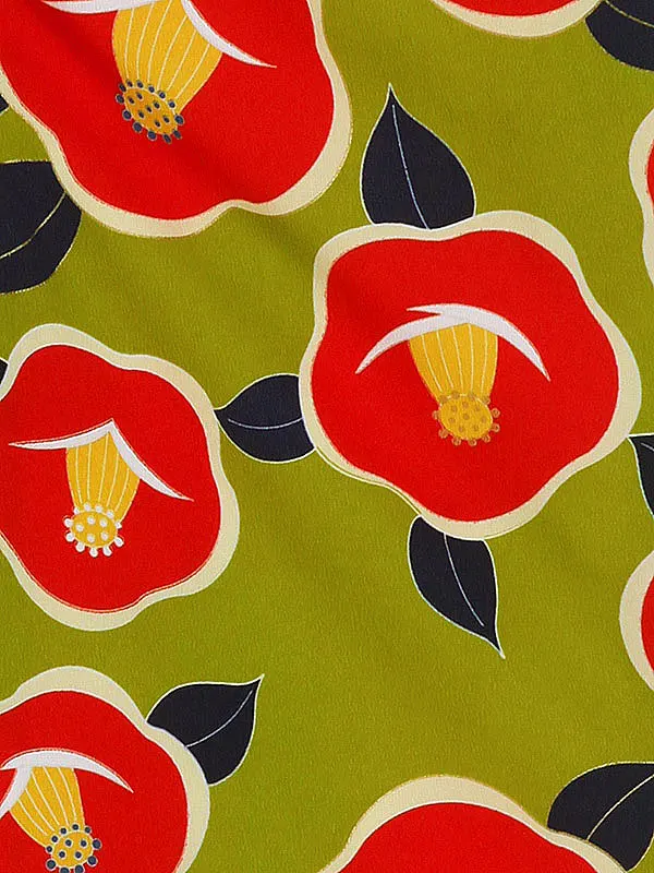 七五三女児3歳3021　グリーン/山吹　椿