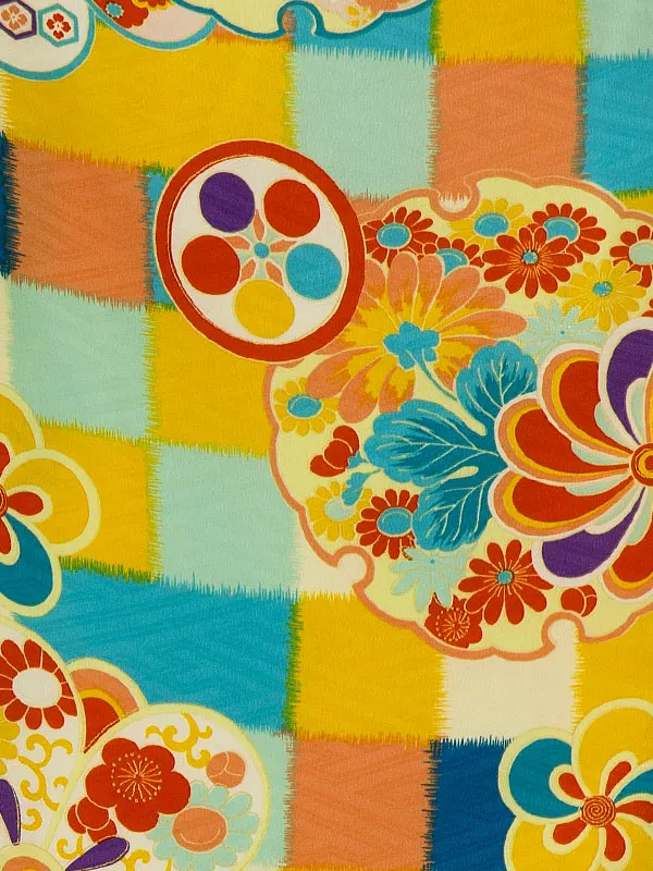 七五三女児 3歳 3303 ローリーズファーム 青 鶴久寿玉/市松 梅に雪輪